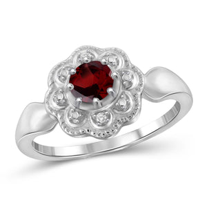 JewelonFire 1/2 Carat T.G.W. Garnet and White Diamond Accent Sterling Silver Ring - Assorted Colors