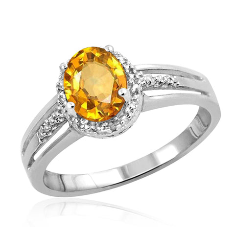 JewelonFire 1.00 Carat T.G.W. Citrine And White Diamond Accent Sterling Silver Ring - Assorted Colors