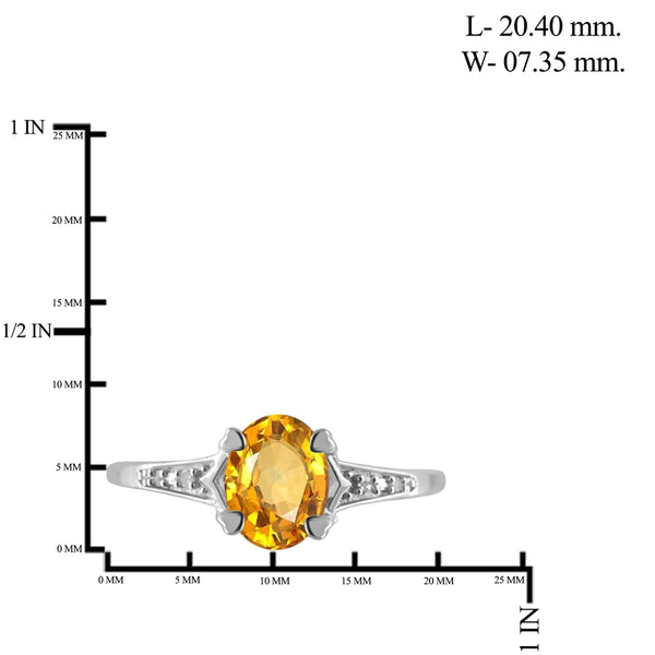 JewelonFire 1.00 Carat T.G.W. Citrine And White Diamond Accent Sterling Silver Ring - Assorted Colors