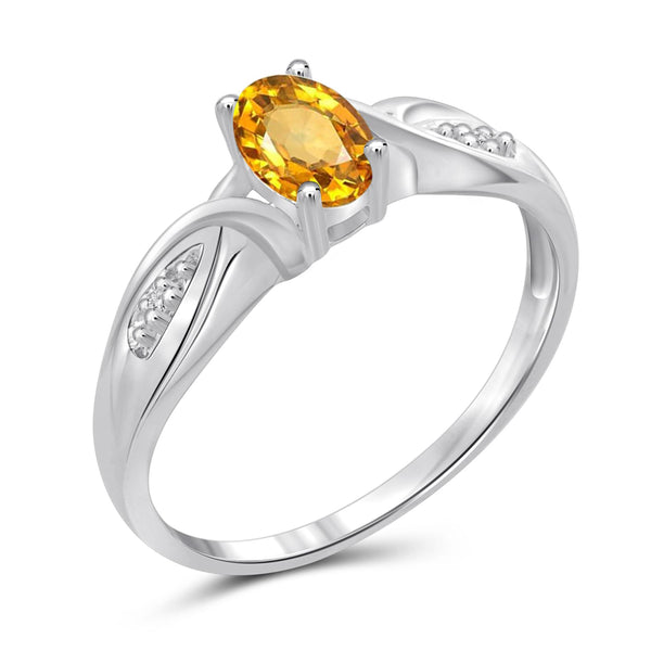 JewelonFire 1/2 Carat T.G.W. Citrine And White Diamond Accent Sterling Silver Ring - Assorted Colors