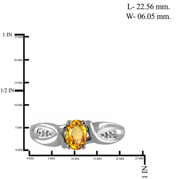 JewelonFire 1/2 Carat T.G.W. Citrine And White Diamond Accent Sterling Silver Ring - Assorted Colors