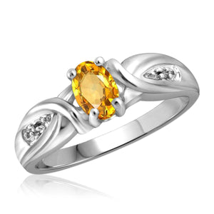 JewelonFire 1/2 Carat T.G.W. Citrine And White Diamond Accent Sterling Silver Ring - Assorted Colors