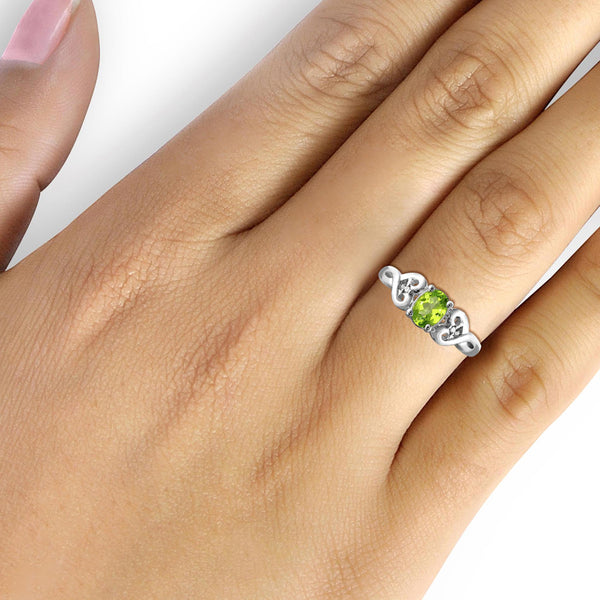 JewelonFire 3/4 Carat T.G.W. Peridot And White Diamond Accent Sterling Silver Ring - Assorted Colors