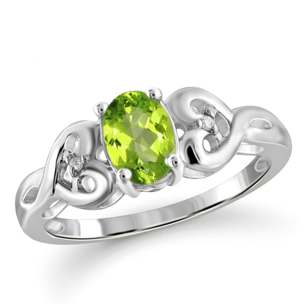 JewelonFire 3/4 Carat T.G.W. Peridot And White Diamond Accent Sterling Silver Ring - Assorted Colors