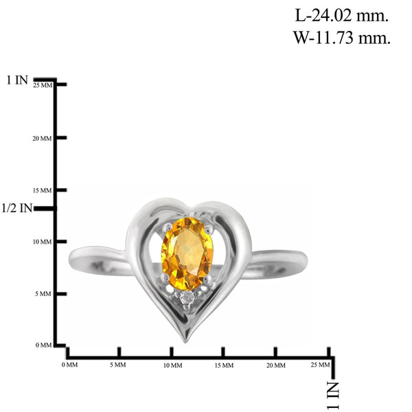 JewelonFire 1/2 Carat T.G.W. Citrine And White Diamond Accent Sterling Silver Ring - Assorted Colors