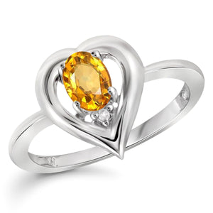 JewelonFire 1/2 Carat T.G.W. Citrine And White Diamond Accent Sterling Silver Ring - Assorted Colors