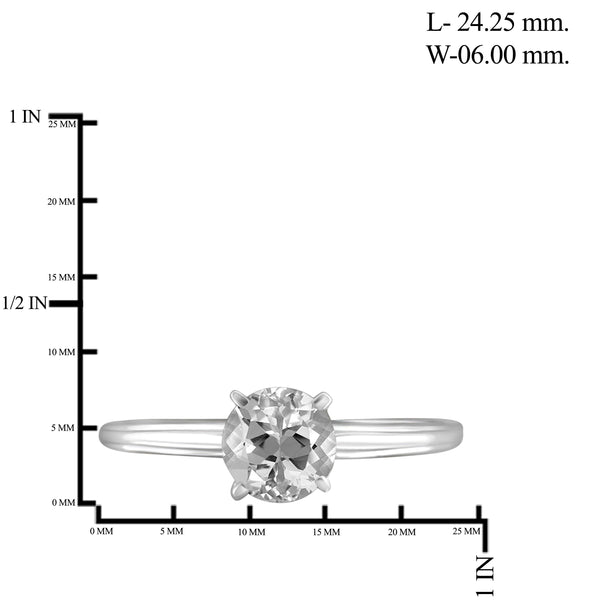 JewelonFire 1.00 Carat T.G.W. White Topaz Sterling Silver Ring - Assorted Colors