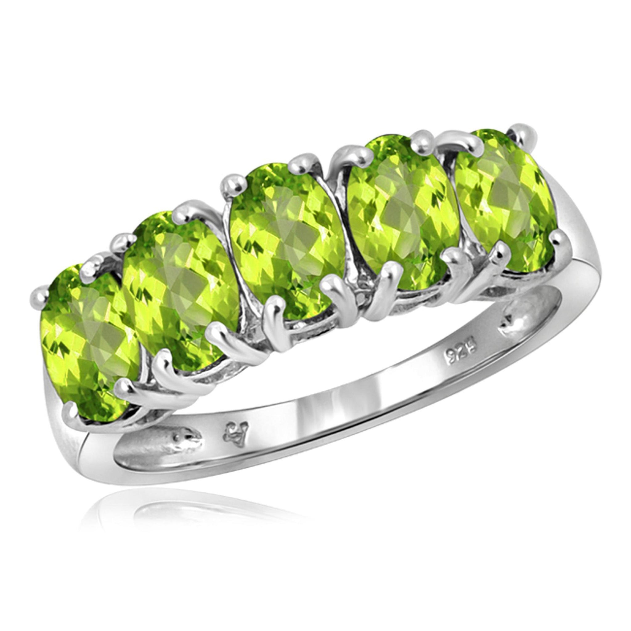 JewelonFire 2 1/2 Carat T.G.W. Peridot Sterling Silver Ring - Assorted Colors