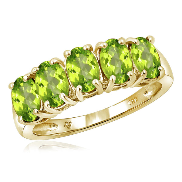 JewelonFire 2 1/2 Carat T.G.W. Peridot Sterling Silver Ring - Assorted Colors