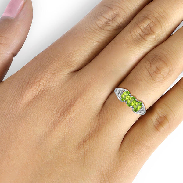 JewelonFire 1 1/2 Carat T.G.W. Peridot Sterling Silver Ring - Assorted Colors