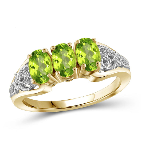 JewelonFire 1 1/2 Carat T.G.W. Peridot Sterling Silver Ring - Assorted Colors