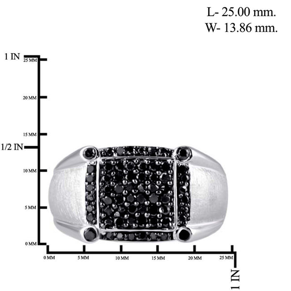 JewelonFire 1 Carat T.W. Black Diamond Sterling Silver Men's Ring