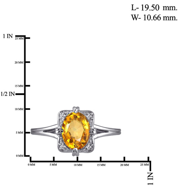 JewelonFire 1.00 Carat T.G.W. Citrine And White Diamond Accent Sterling Silver Ring - Assorted Colors