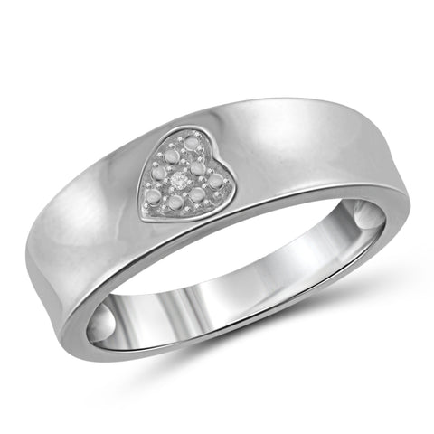 JewelonFire Accent Diamond Sterling Silver Heart Ring