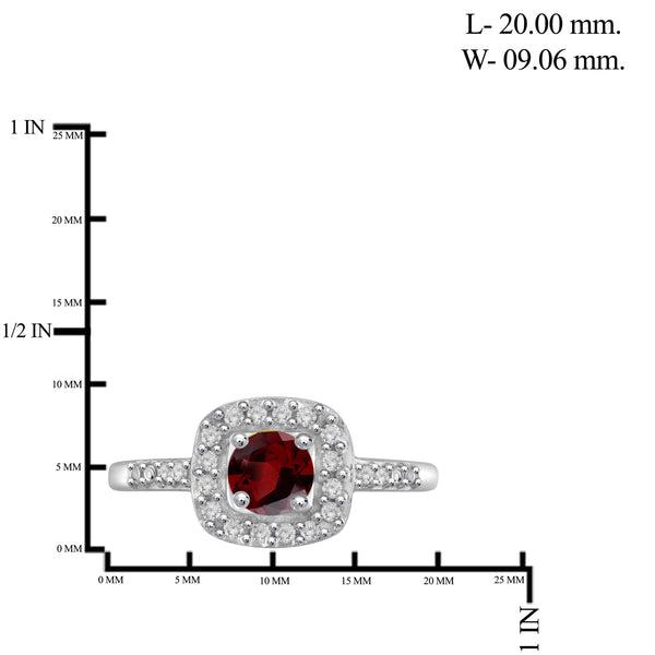 JewelonFire 1/2 Carat T.G.W. Garnet and White Diamond Accent Sterling Silver Ring - Assorted Colors