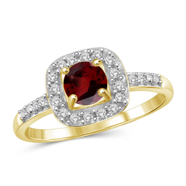 JewelonFire 1/2 Carat T.G.W. Garnet and White Diamond Accent Sterling Silver Ring - Assorted Colors