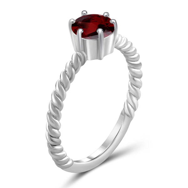 JewelonFire 3/4 Carat T.G.W. Garnet Sterling Silver Ring - Assorted Colors