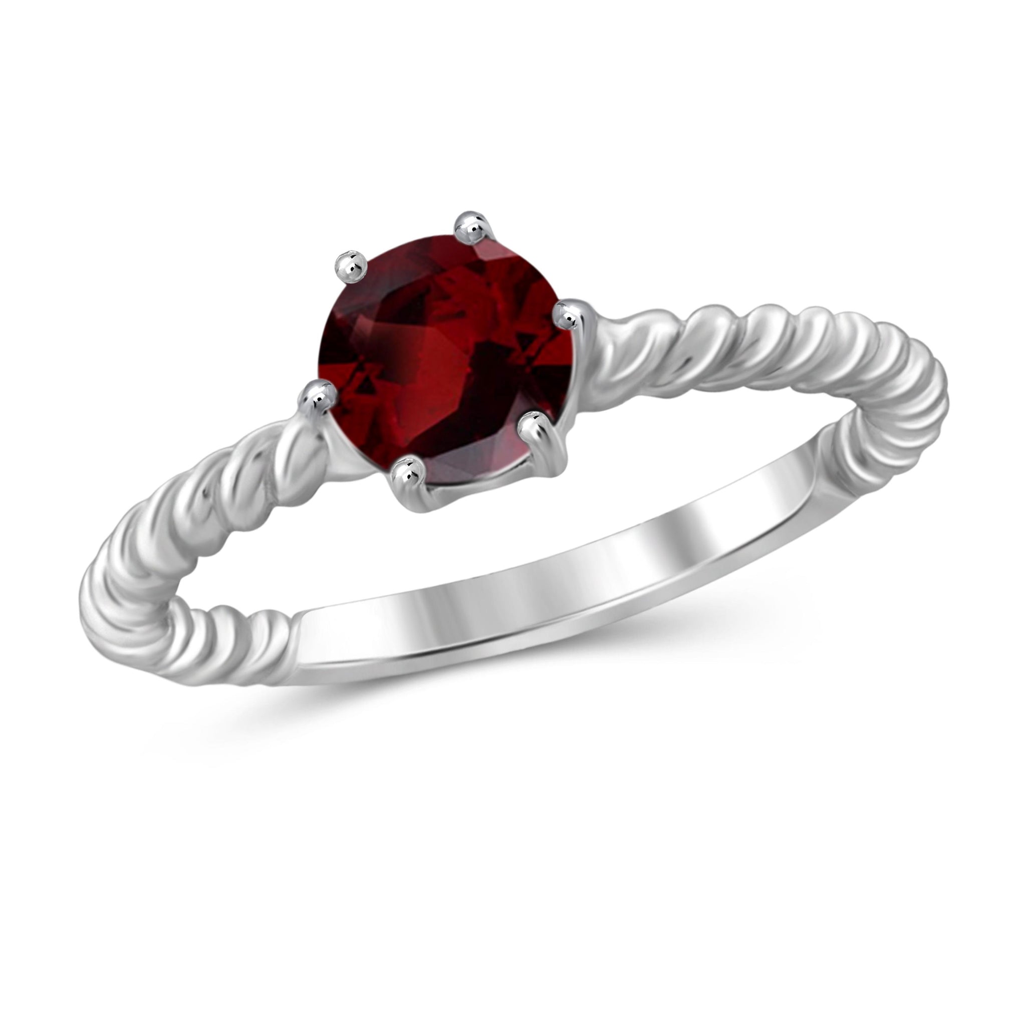 JewelonFire 3/4 Carat T.G.W. Garnet Sterling Silver Ring - Assorted Colors