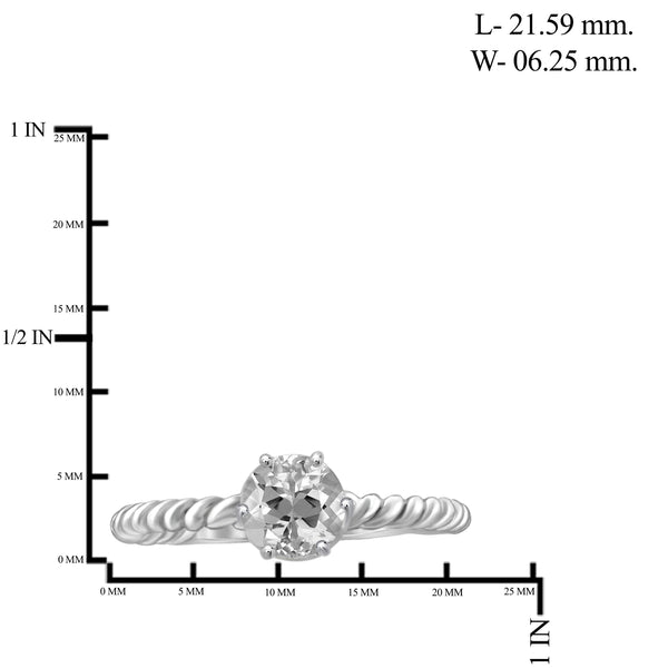 JewelonFire 1.00 Carat T.G.W. White Topaz Sterling Silver Ring - Assorted Colors