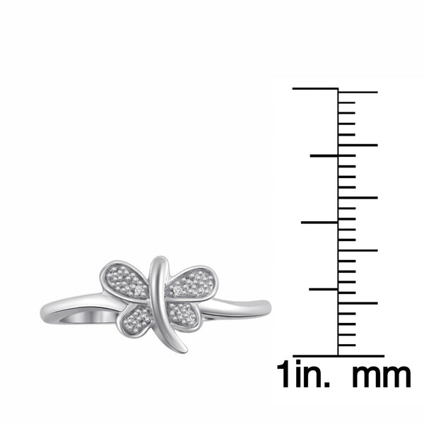 JewelonFire Accent Diamond Sterling Silver Butterfly Ring