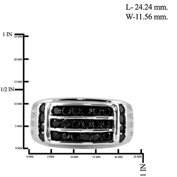 JewelonFire 1 Carat T.W. Black Diamond Sterling Silver Men's Ring