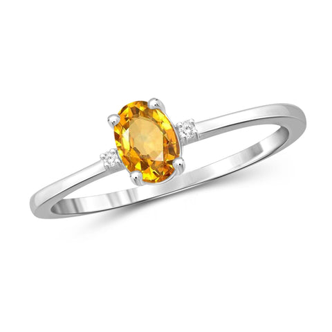 JewelonFire 1/2 Carat T.G.W. Citrine And White Diamond Accent Sterling Silver Ring - Assorted Colors