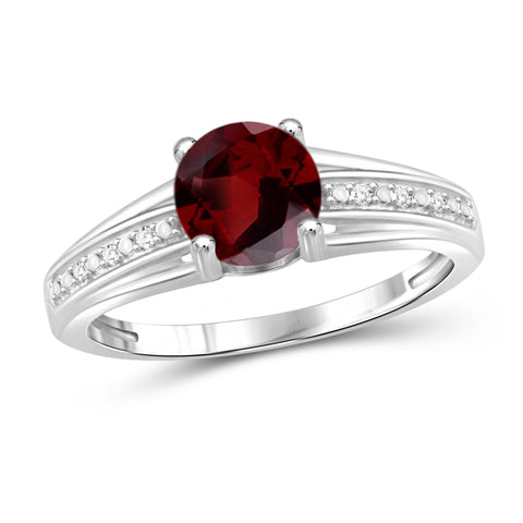 JewelonFire 3/4 Carat T.G.W. Garnet And White Diamond Accent Sterling Silver Ring - Assorted Colors