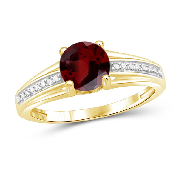 JewelonFire 3/4 Carat T.G.W. Garnet And White Diamond Accent Sterling Silver Ring - Assorted Colors