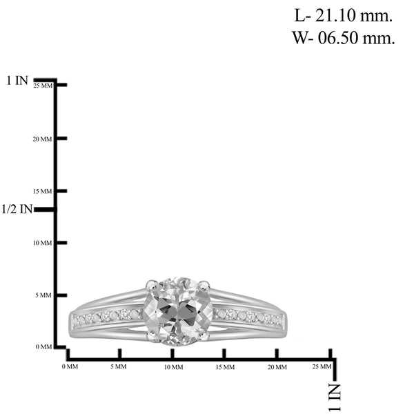 JewelonFire 1.00 Carat T.G.W. White Topaz And White Diamond Accent Sterling Silver Ring - Assorted Colors
