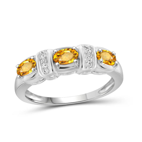 JewelonFire 1/2 Carat T.G.W. Citrine And White Diamond Accent Sterling Silver Ring - Assorted Colors