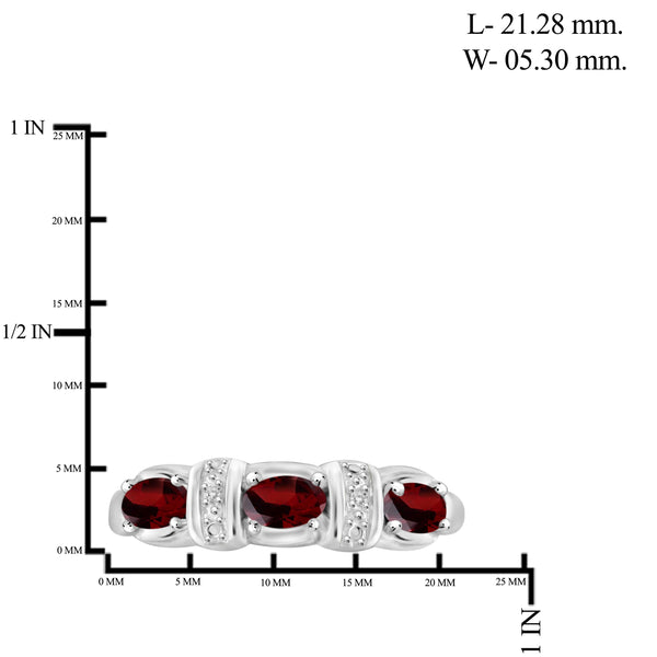 JewelonFire 1.00 Carat T.G.W. Garnet And White Diamond Accent Sterling Silver Ring - Assorted Colors