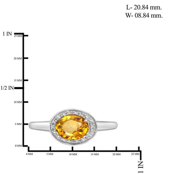 JewelonFire 1.00 Carat T.G.W. Citrine And White Diamond Accent Sterling Silver Ring - Assorted Colors