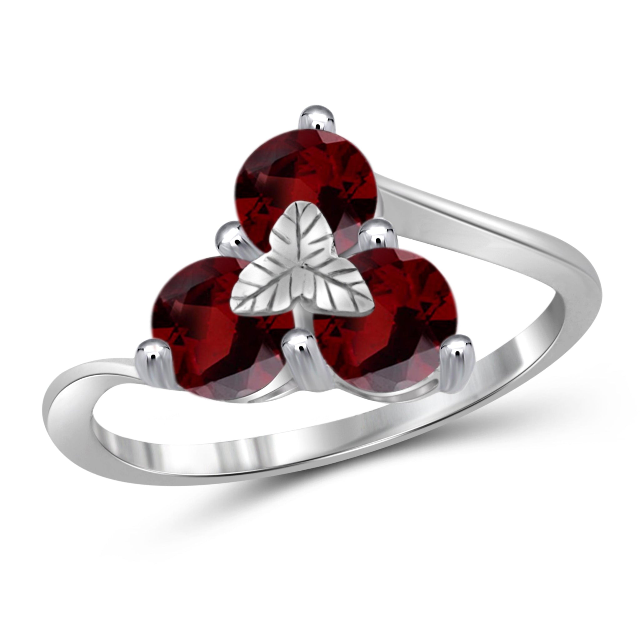 JewelonFire 1 3/4 Carat T.G.W. Garnet Sterling Silver Ring - Assorted Colors