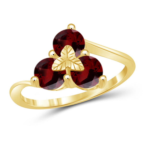 JewelonFire 1 3/4 Carat T.G.W. Garnet Sterling Silver Ring - Assorted Colors