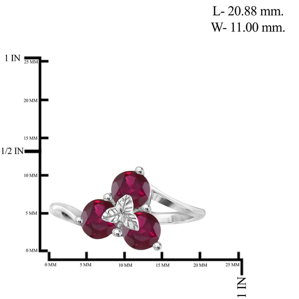 JewelonFire 2 Carat T.G.W. Ruby Sterling Silver 3-Stone Ring- Assorted Colors