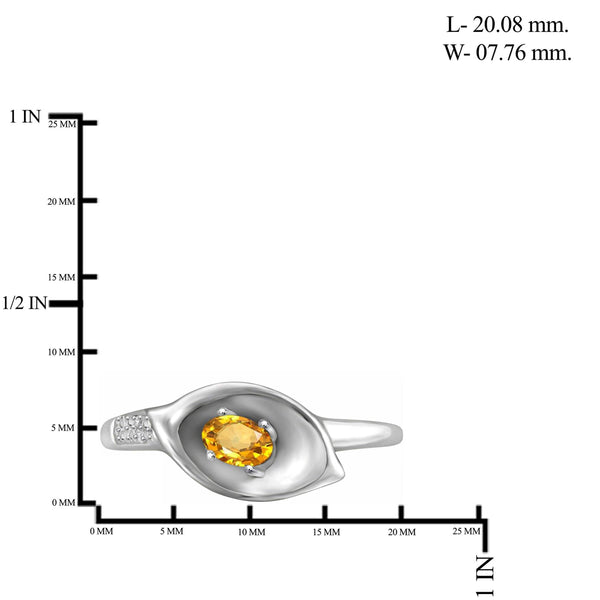 JewelonFire 1/4 Carat T.G.W. Citrine And White Diamond Accent Sterling Silver Ring - Assorted Colors