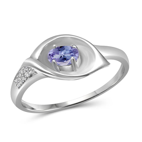 JewelonFire 0.20 Carat T.G.W. Tanzanite and White Diamond Accent Sterling Silver Ring - Assorted Colors