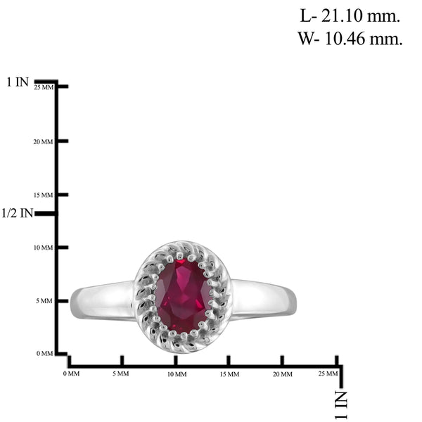 JewelonFire 0.90 Carat T.G.W. Ruby Sterling Silver Ring - Assorted Colors