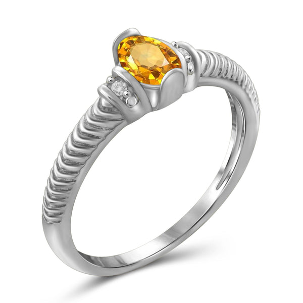 JewelonFire 1/2 Carat T.G.W. Citrine And White Diamond Accent Sterling Silver Ring - Assorted Colors