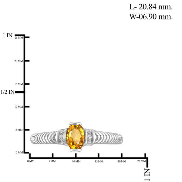 JewelonFire 1/2 Carat T.G.W. Citrine And White Diamond Accent Sterling Silver Ring - Assorted Colors