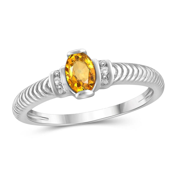 JewelonFire 1/2 Carat T.G.W. Citrine And White Diamond Accent Sterling Silver Ring - Assorted Colors