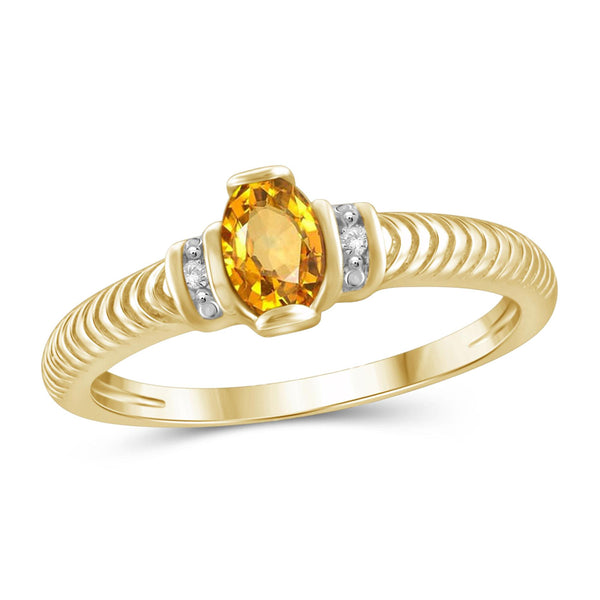 JewelonFire 1/2 Carat T.G.W. Citrine And White Diamond Accent Sterling Silver Ring - Assorted Colors