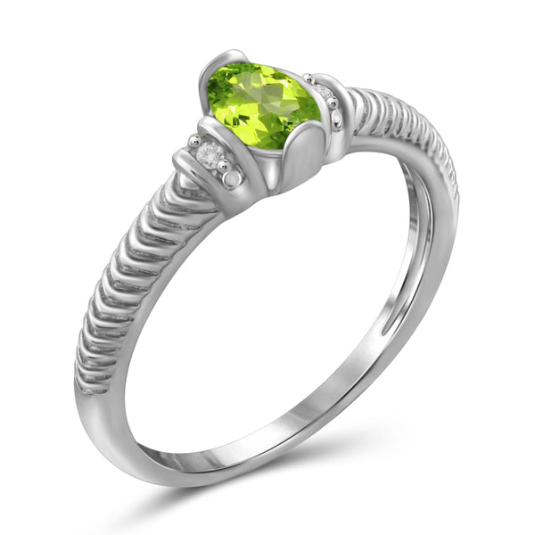 JewelonFire 1/2 Carat T.G.W. Peridot And White Diamond Accent Sterling Silver Ring - Assorted Colors