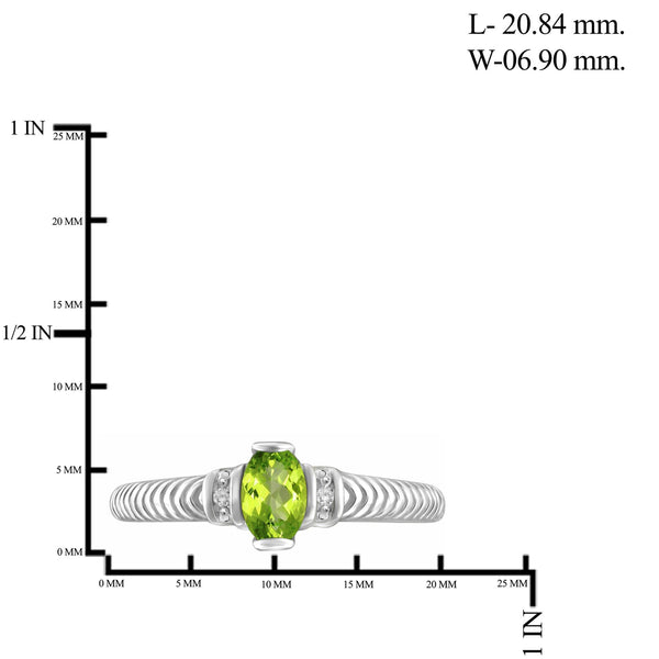 JewelonFire 1/2 Carat T.G.W. Peridot And White Diamond Accent Sterling Silver Ring - Assorted Colors