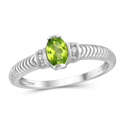 JewelonFire 1/2 Carat T.G.W. Peridot And White Diamond Accent Sterling Silver Ring - Assorted Colors