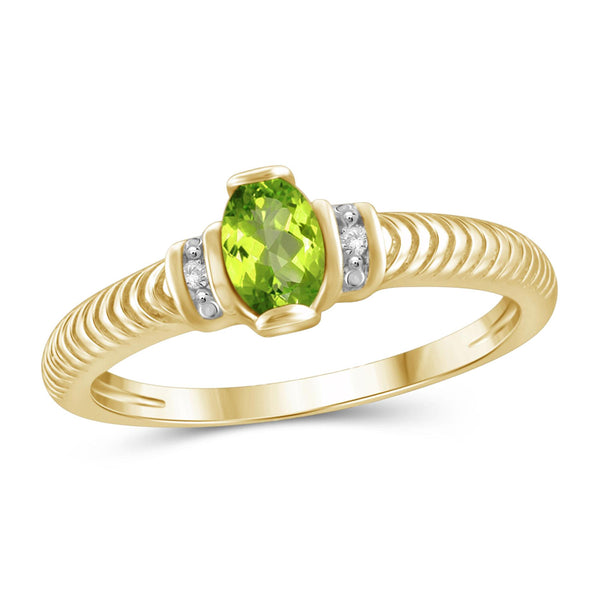 JewelonFire 1/2 Carat T.G.W. Peridot And White Diamond Accent Sterling Silver Ring - Assorted Colors