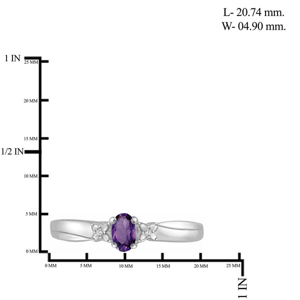 JewelonFire 1/4 Carat T.G.W. Amethyst And White Diamond Accent Sterling Silver Ring - Assorted Colors