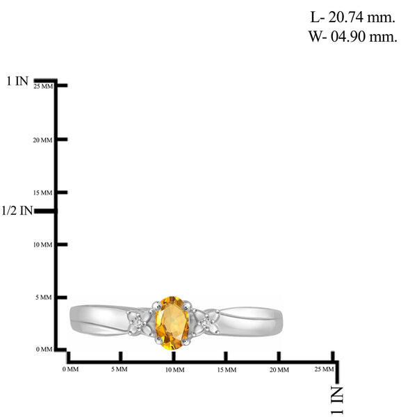 JewelonFire 1/4 Carat T.G.W. Citrine And White Diamond Accent Sterling Silver Ring - Assorted Colors