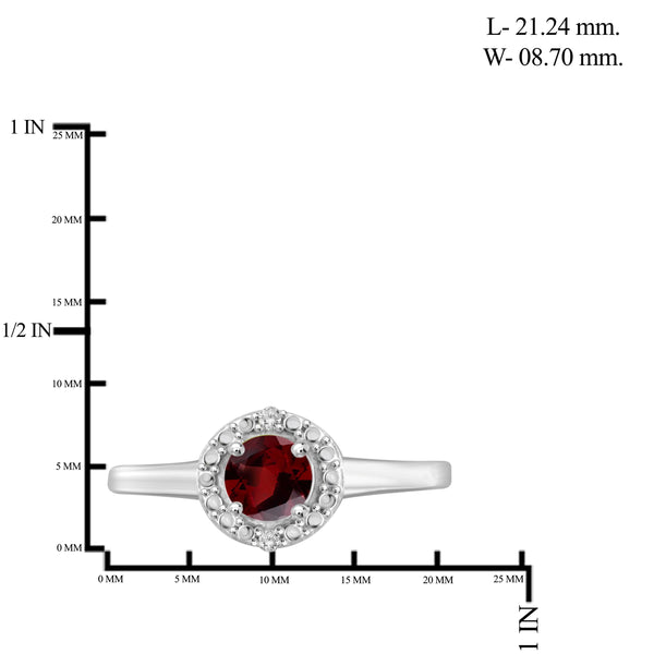 JewelonFire 1/2 Carat T.G.W. Garnet and White Diamond Accent Sterling Silver Ring - Assorted Colors