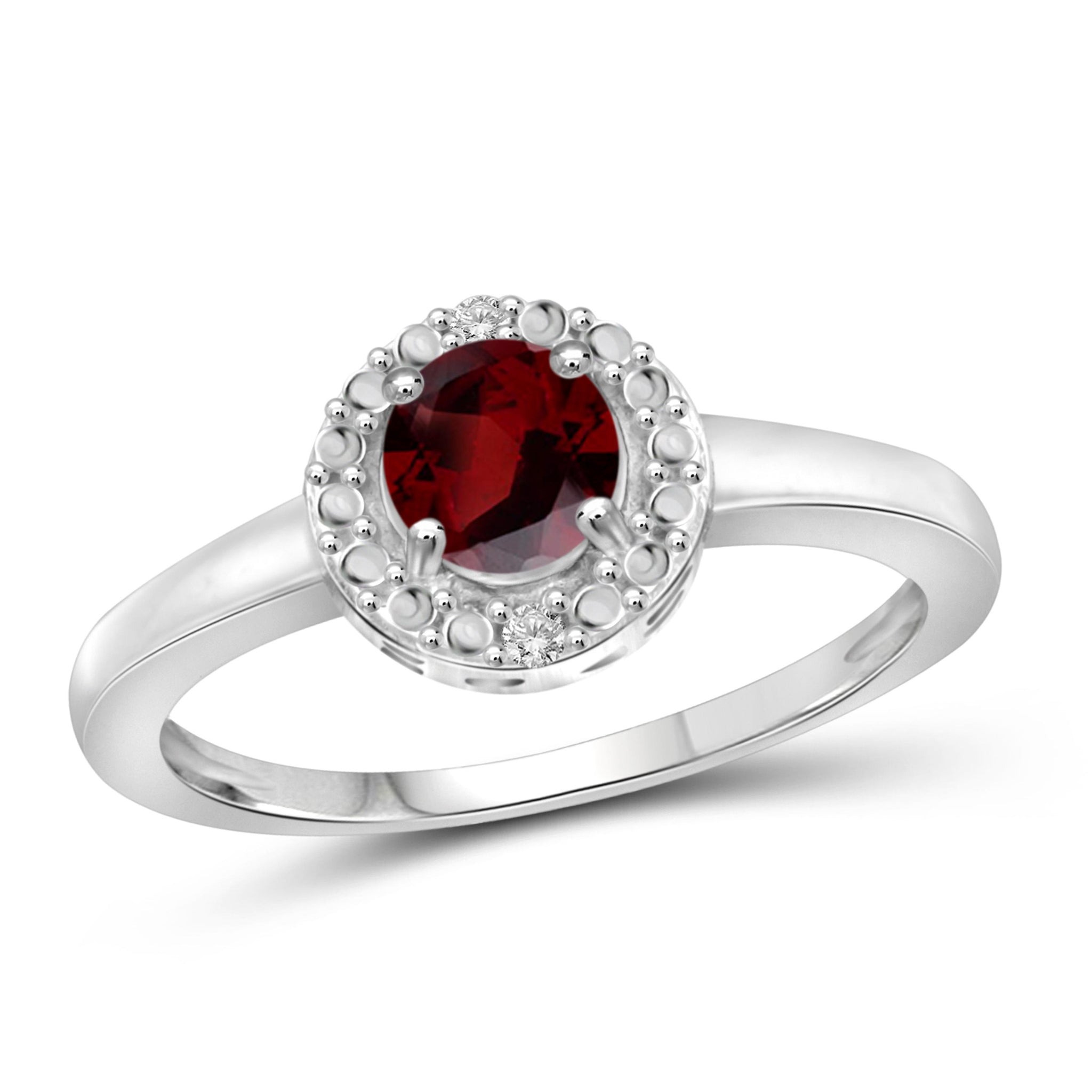 JewelonFire 1/2 Carat T.G.W. Garnet and White Diamond Accent Sterling Silver Ring - Assorted Colors